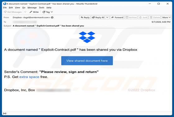 Document Has Been Shared You Via Dropbox E-Mail-Betrug