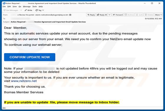 NetZero Email Update Betrug