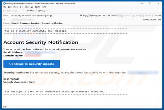 Security Awareness Exercise E-Mail-Betrug