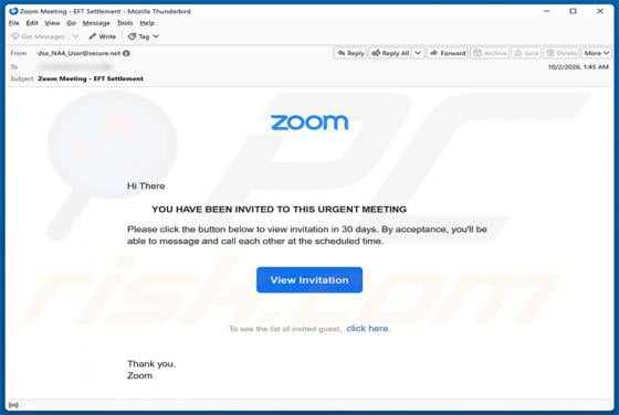 Zoom Meeting Invitation E-Mail-Virus