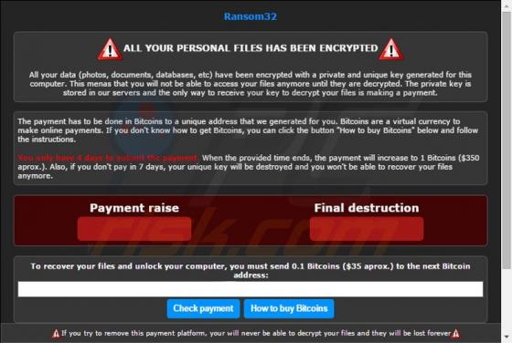 Ransom32 Erpressersoftware