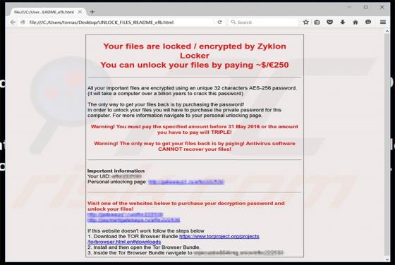Zyklon Erpressersoftware