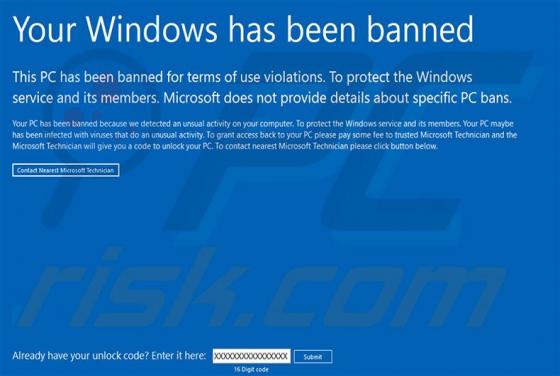 Your Windows Has Been Banned Schwindel