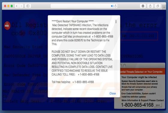 "Mac Detected TAPSNAKE Infektion" Betrug (Mac)