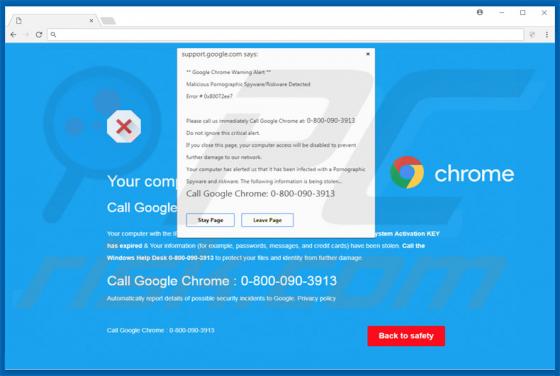 Google Chrome Warning Alert Schwindel