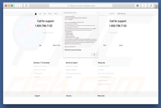 Apple Warning Alert Schwindel (Mac)