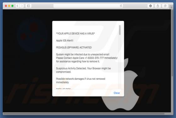 YOUR APPLE DEVICE HAS A VIRUS Schwindel (Mac)