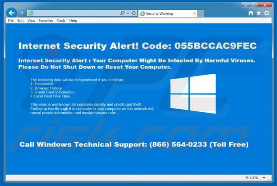 Internet Security Alert Schwindel