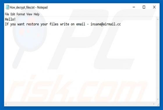 InsaneCrypt Erpressersoftware