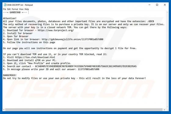GANDCRAB V2.0 Erpressersoftware