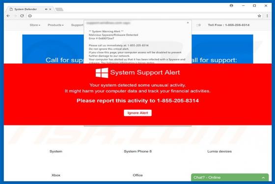 System Support Alert POP-UP Schwindel