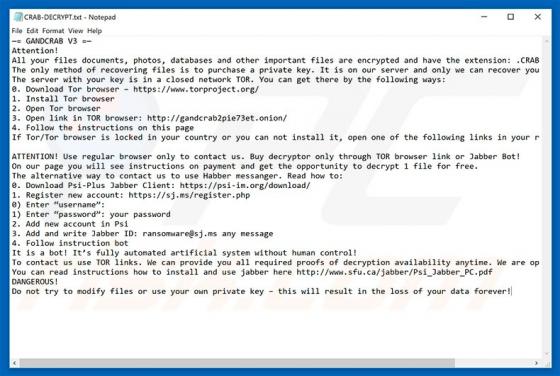GANDCRAB 3 Erpressersoftware