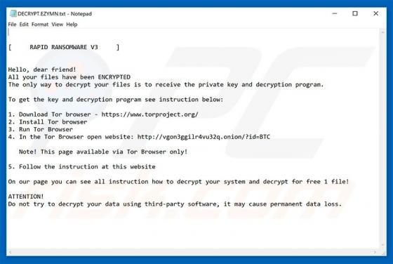 RAPID RANSOMWARE V3 Erpressersoftware