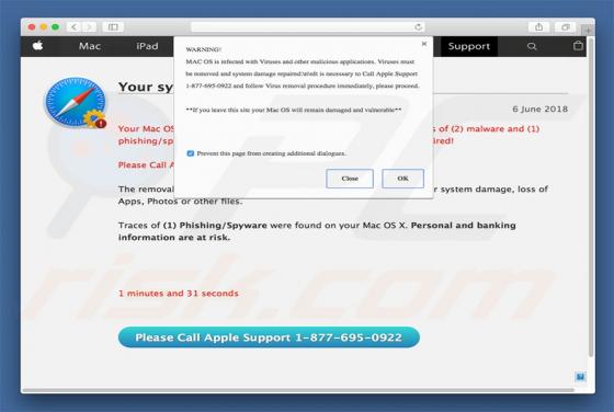 Please Call Apple Support POP-UP Betrug (Mac)