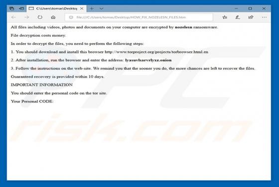 Nozelesn Erpressersoftware