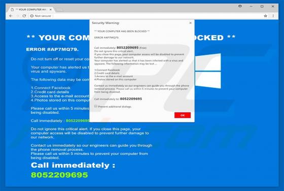 ERROR #AP7MQ79 POP-UP Betrug