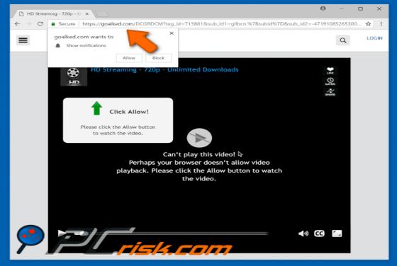 Goalked.com POP-UP Weiterleitung
