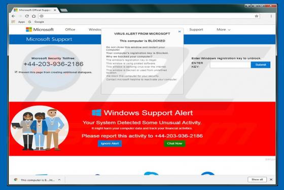 Your Registration Key Is Blocked POP-UP Betrug