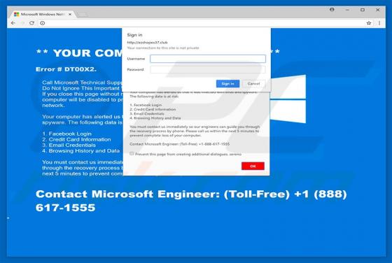 Error DT00X2 POP-UP Betrug
