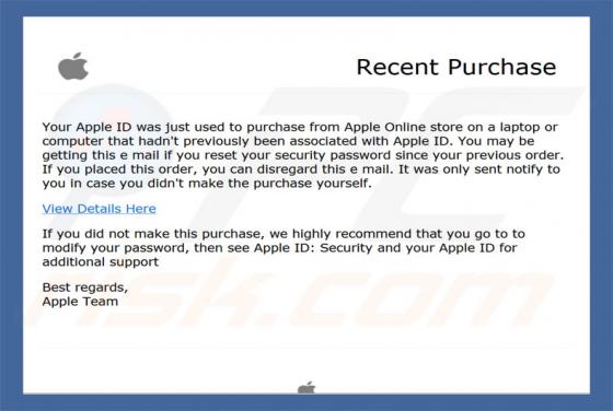 Apple Recent Purchase Email Virus