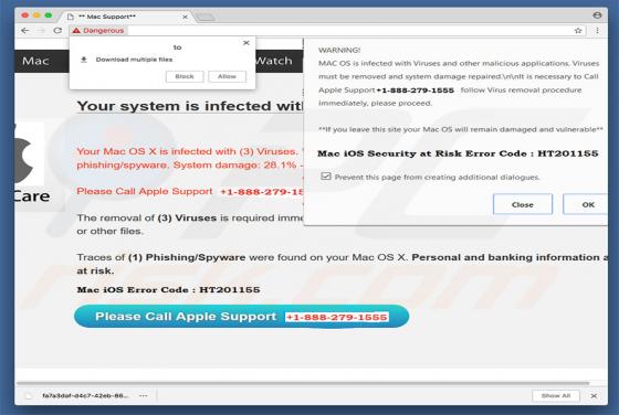 Mac iOS Security At Risk Error Code: HT201155 POP-UP Betrug (Mac)