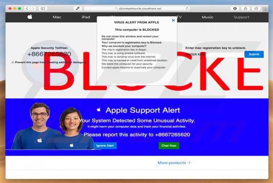 VIRUS ALERT FROM APPLE POP-UP Betrug (Mac)