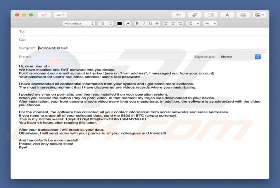 We Have Installed One RAT Software Email Betrug