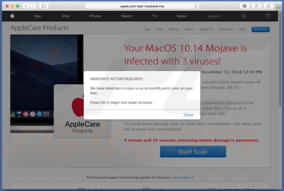 Your MacOS 10.14 Mojave Is Infected With 3 Viruses! POP-UP Betrug (Mac)