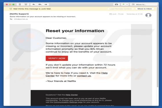 Netflix Email Virus