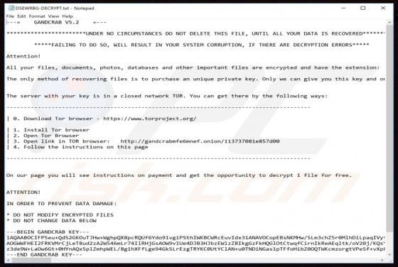 GANDCRAB 5.2 Ransomware