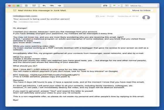 I Hacked Your Device Email Betrug