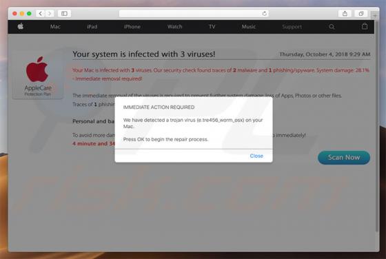 Your Mac Might Be Infected! POP-UP Betrug (Mac)