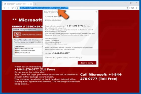 Azurewebsites.net POP-UP Betrug