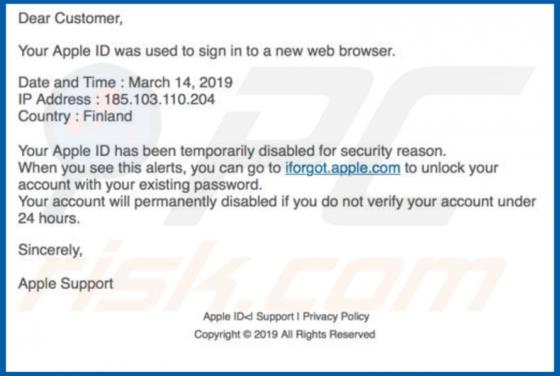 Iforgot.apple.com Email Betrug