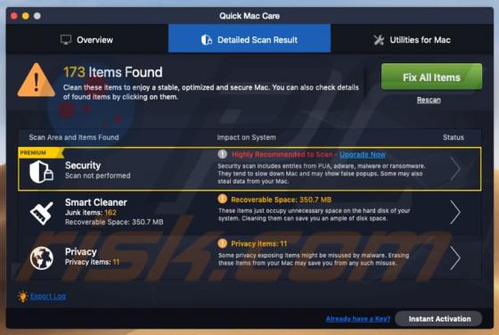 Quick Mac Care unerwünschte Anwendung (Mac)