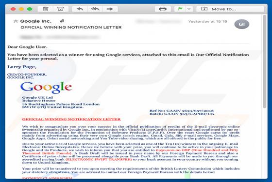 Google Winner E-Mail Betrug