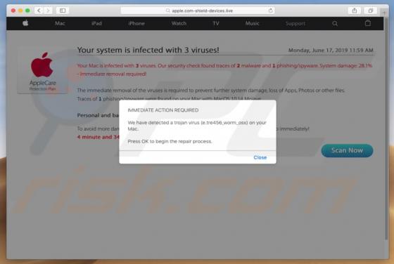 Apple.com-shield-devices.live POP-UP Betrug (Mac)