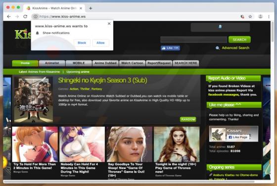 Kissanime Werbung
