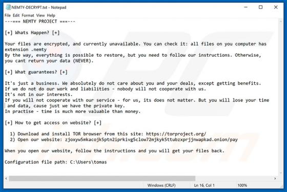 NEMTY PROJECT Ransomware