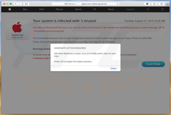 Apple.com-shield-guard.live POP-UP Betrug (Mac)