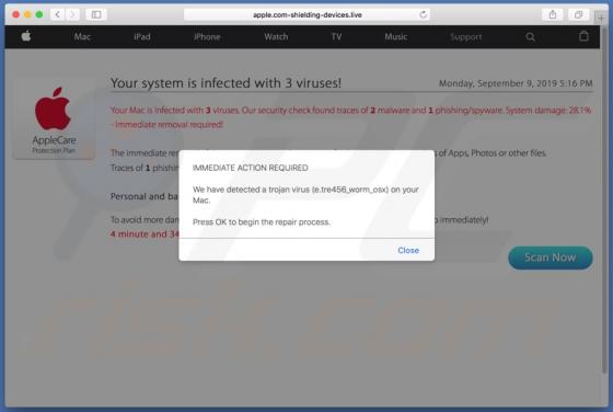 Apple.com-shielding-devices.live POP-UP Betrug (Mac)