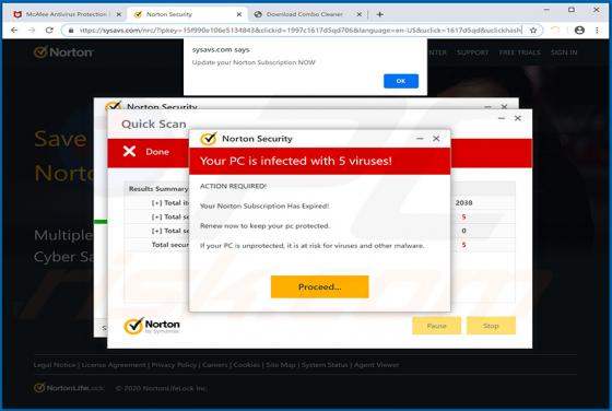 Norton Subscription Has Expired Today POP-UP Betrug