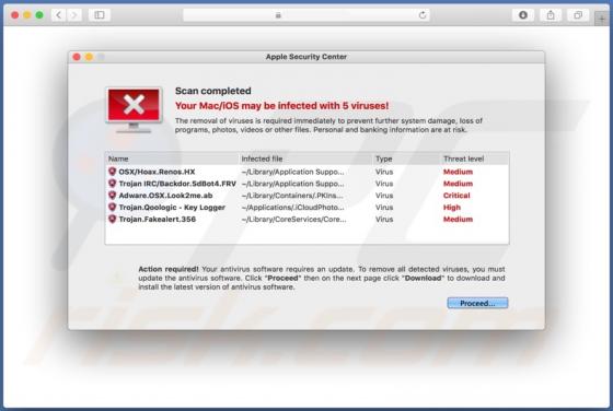 Your Mac/iOS may be infected with 5 viruses! POP-UP Betrug (Mac)
