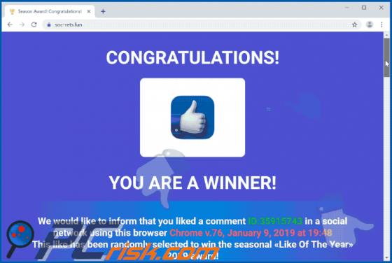 Like Of The Year POP-UP Betrug