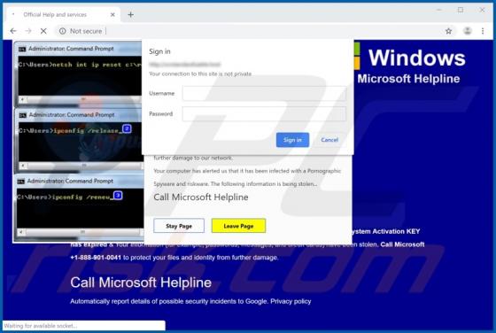 Call Microsoft Helpline POP-UP Betrug