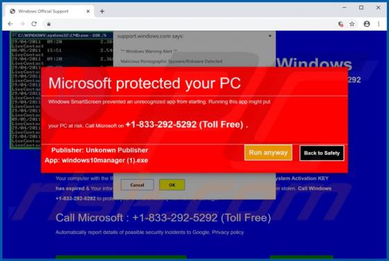 Microsoft Protected Your Computer POP-UP Betrug