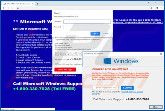 ERROR 0xC004FC03 POP-UP Betrug