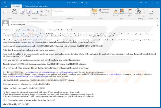 Sextortion Email (Dash)