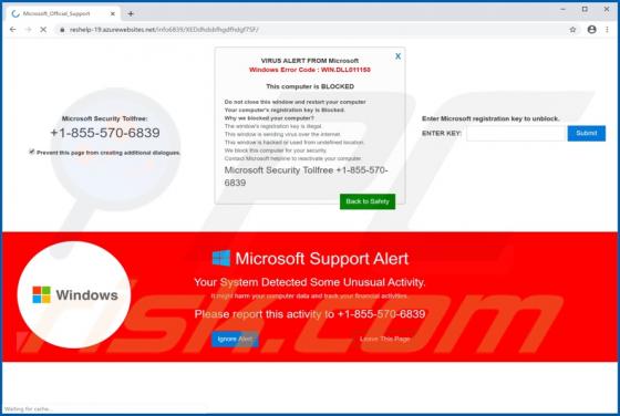WIN.DLL011150 Error POP-UP Betrug